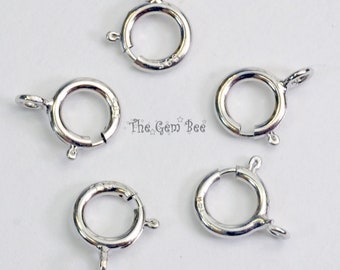 5.5MM 14k Solid White Gold Spring Ring Clasp With OPEN Jump Ring (5) or (1) Made In USA