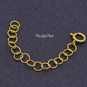 3.5mm 18k Solid Yellow Gold 26 Gauge Round Cable Chain Extender 2 or 3 INCH Length With 5mm Springing clasp hook