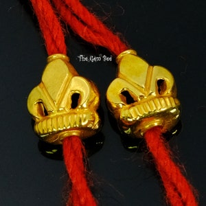 6.2mmx7.5mm 18k Solid Yellow Gold Handmade Fleur De Lis Spacer Beads PAIR