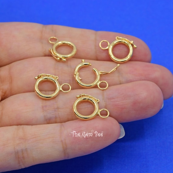10mm 14k 18k Solid Yellow Gold Round Necklace Snap Lock Locker