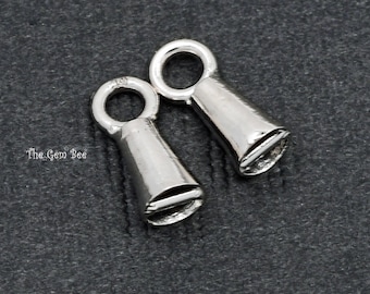 14K Solid White Gold Crimp Hook Cone Cups Ends Findings With Bars Quantity: (2)