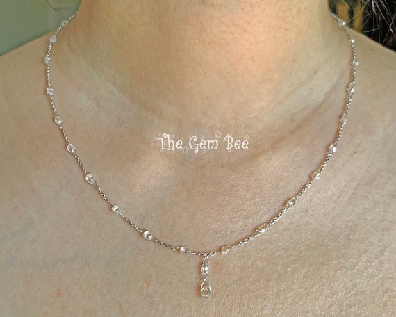 18金ホワイトゴールド ダイヤステーションネックレス 18K ホワイト