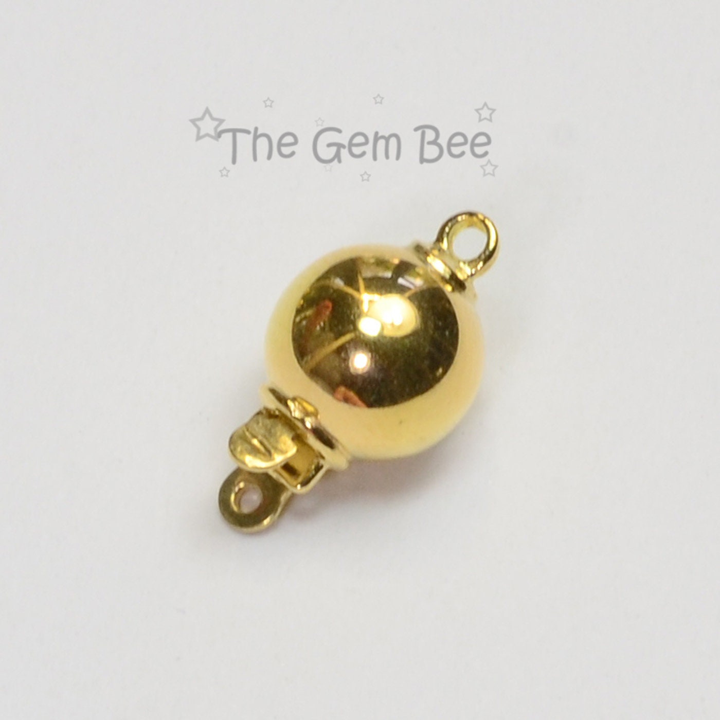 8mm 10mm 18k Solid Yellow Gold Sphere Clasp With Bright Finish