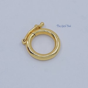 10mm 14k Solid Yellow Gold Round Necklace Shortener Enhancer Snap Lock Charm Clip Holder Connector Finding (1)