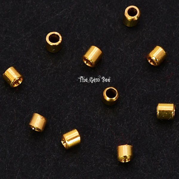 Perles pour tube à écraser en or jaune massif 18 carats, 1,5 x 1,5 mm (10)