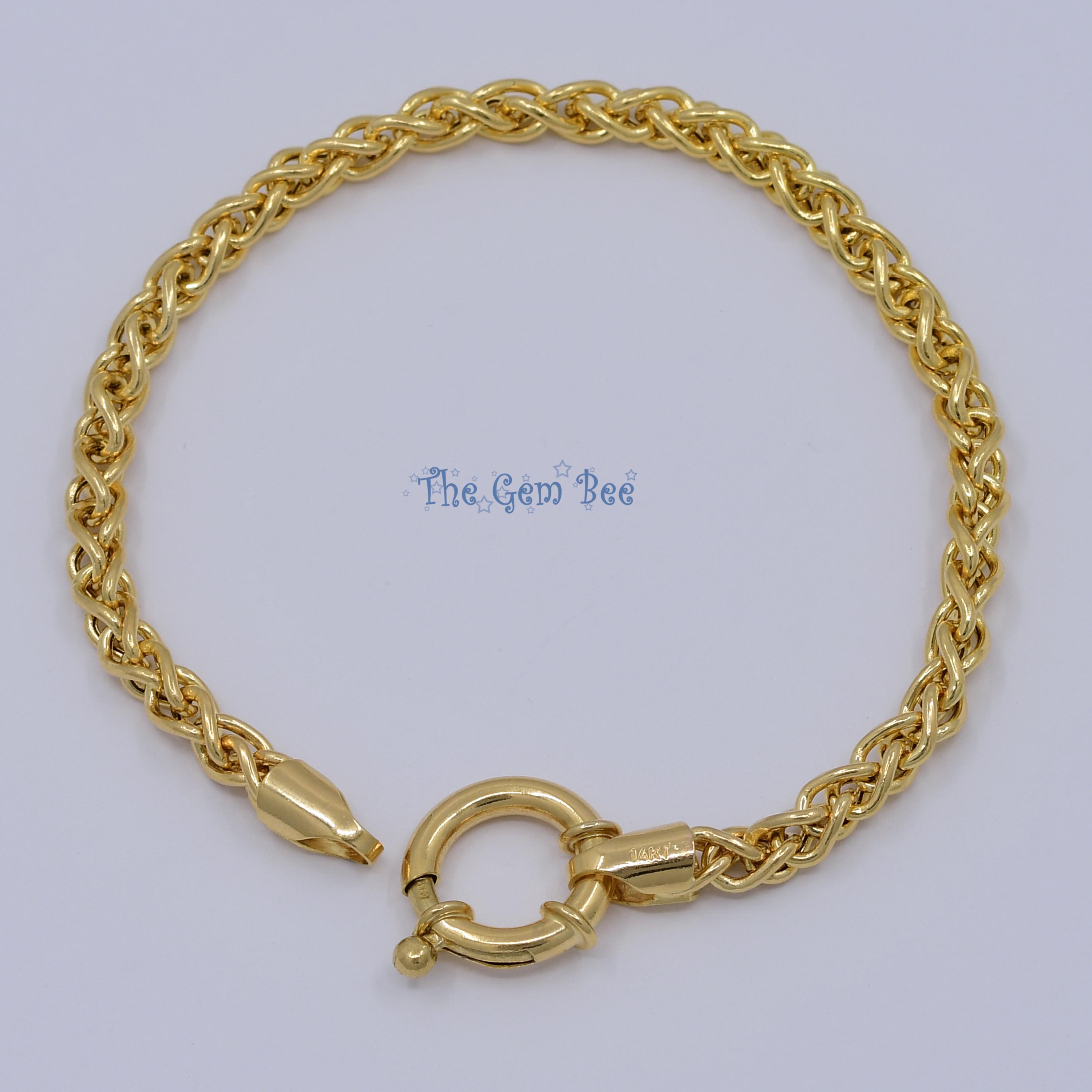 HEAVY 14K Solid Yellow Gold 4.2mm THICK Wheat Spiga Espiga Rope 