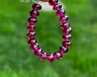 4mm Fine Purple pink Red Rhodolite Garnet Faceted Rondelle Beads (20)