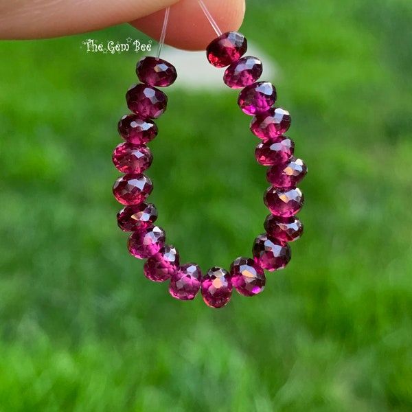 4.5mm Fine Purple pink Red Rhodolite Garnet Faceted Rondelle Beads (20)