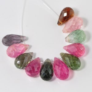 Afghani Tourmaline Faceted Full Teardrop Beads (11)