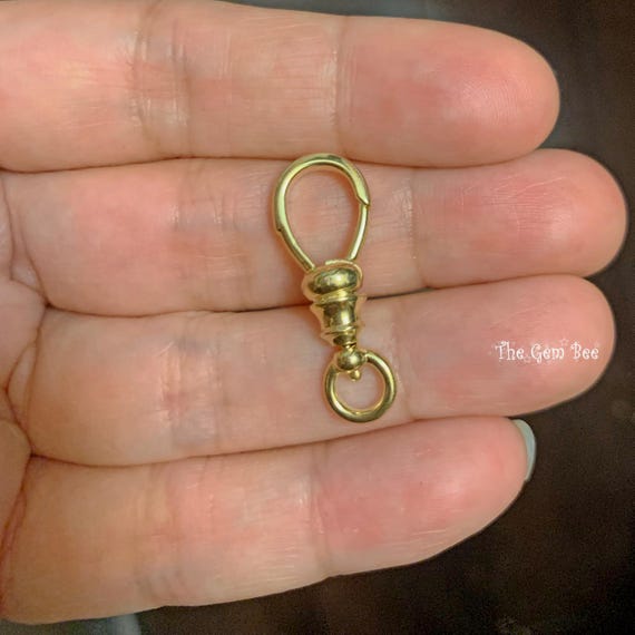 10.3mmx27mm XL 14k Solid Yellow Gold Swivel Push Lock Dog Clip