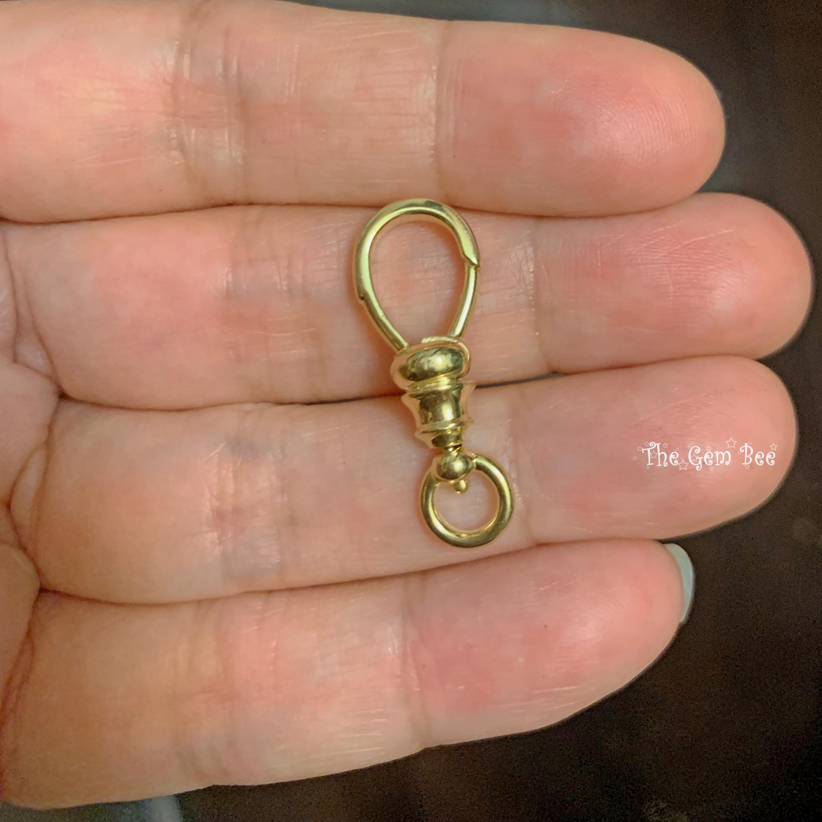 10.3mmx27mm XL 14k Solid Yellow Gold Swivel Push Lock Dog Clip
