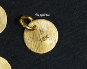 7mm 18k Solid Yellow Gold Brushed Finish Disc Tag Stamped