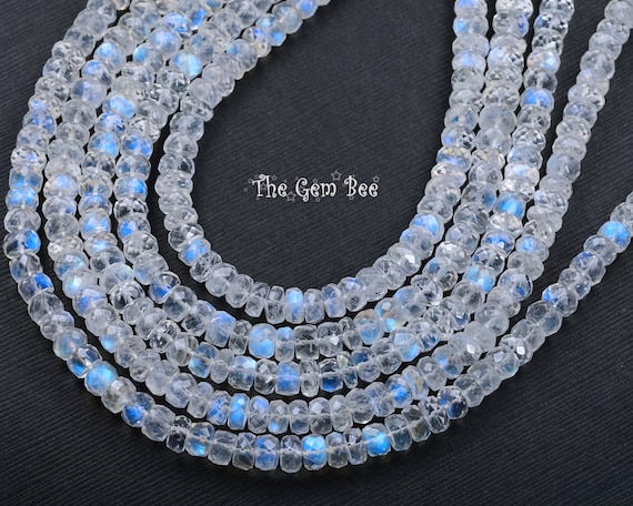 6mm Large Finest Rainbow Moonstone Faceted Rondelles Beads 10