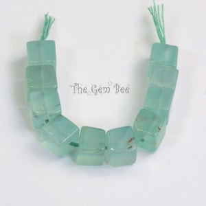 4.8mm-5.8mm Aqua Chrysoprase Polished Cubes Beads 2 inch Strand (10 beads)