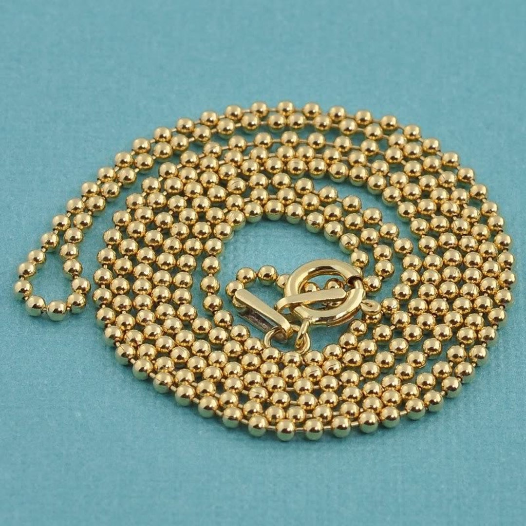 1.5MM 14k Gold Filled Ball Chain Necklace With Springring Clasp 24