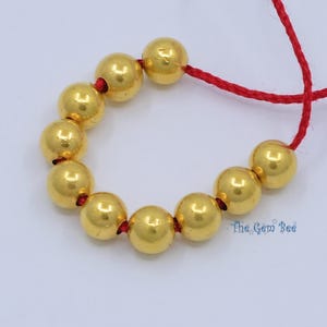 18k Solid Yellow Gold 4mm Handmade Plain Round Sphere Globe Spacer Balls Beads image 4