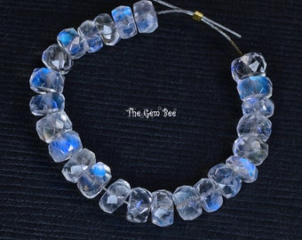 4mm 5mm Even Rainbow Moonstone Faceted Rondelle Beads 2.5&quot; Strand