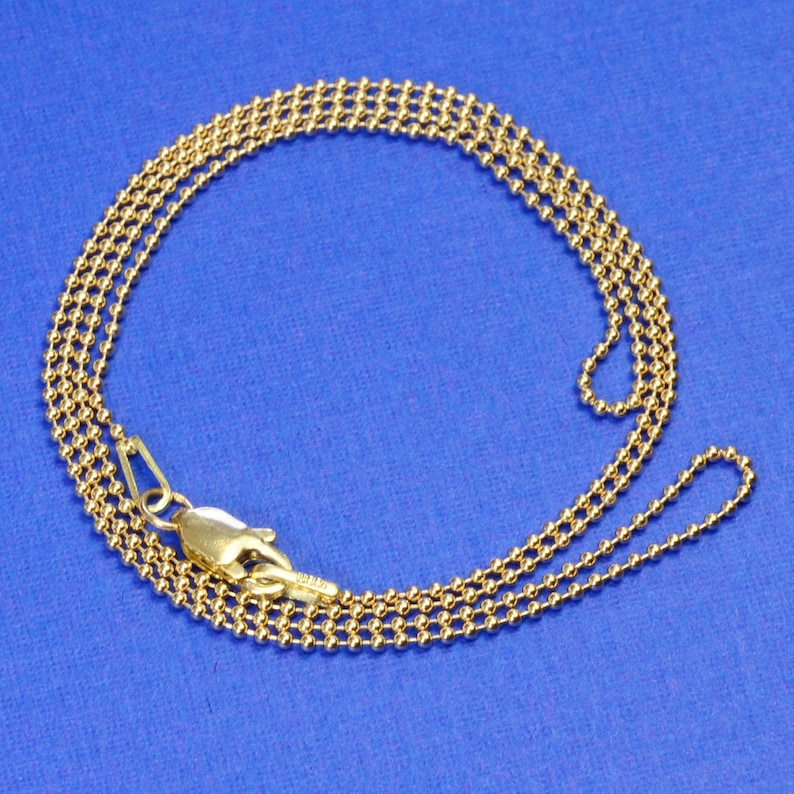 14K SOLID YELLOW GOLD Beaded Ball Chain Necklace 16 inch Etsy