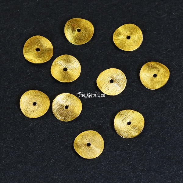 6mm 18k Solid Yellow Gold Handmade Wavy Disc Spacer Findings Beads Quantity: (2) or (10)