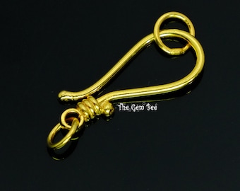 7.8mmx18.8mm 18k Solid Yellow Gold Old-Fashioned Large Hook Clasp 24mm Total Length