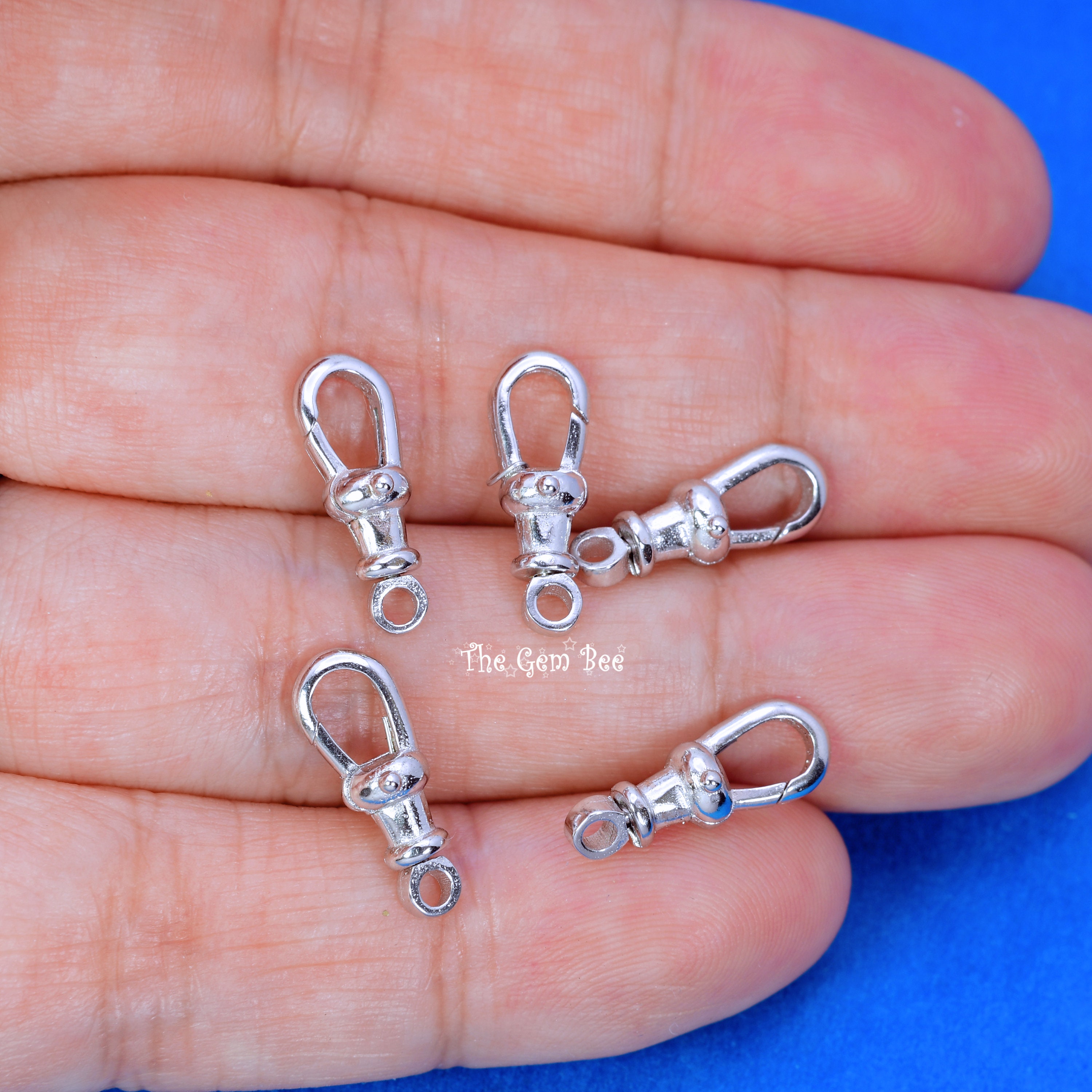 5.3mmx14.5mm 14k Solid White Gold Swivel Push Lock Dog Clip