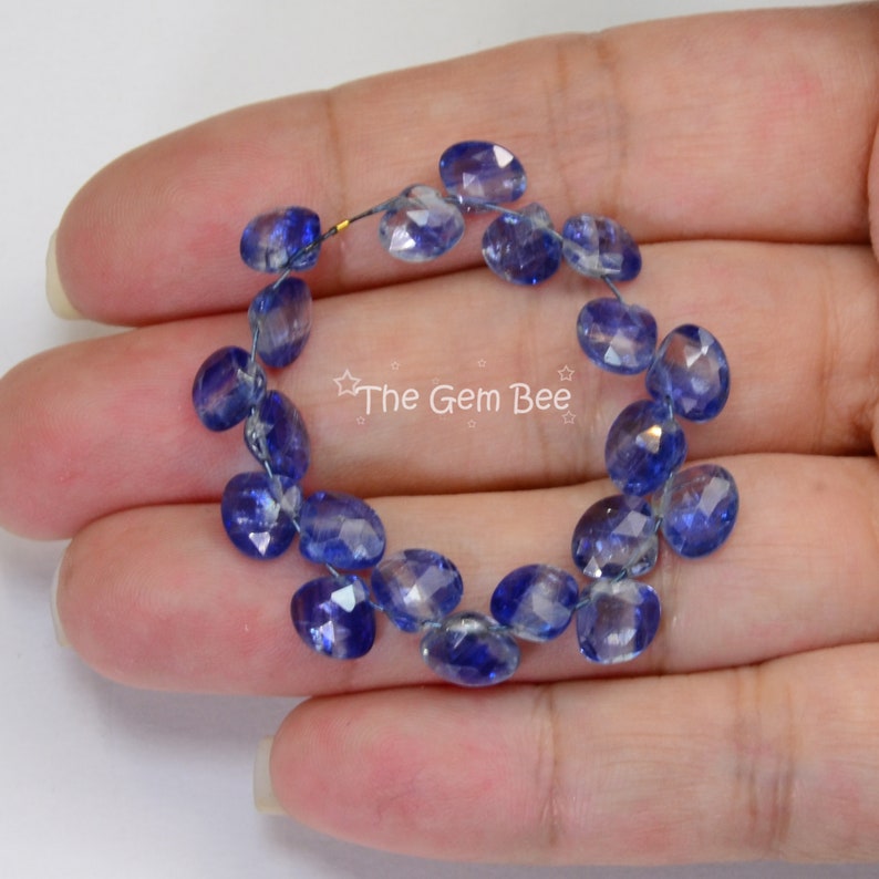 Gem Blue Kyanite Faceted Heart Briolettes Beads 20