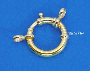 12.8MM 14k Solid Yellow Gold Designer Italy Spring Bolt Ring Sailor's Clasp