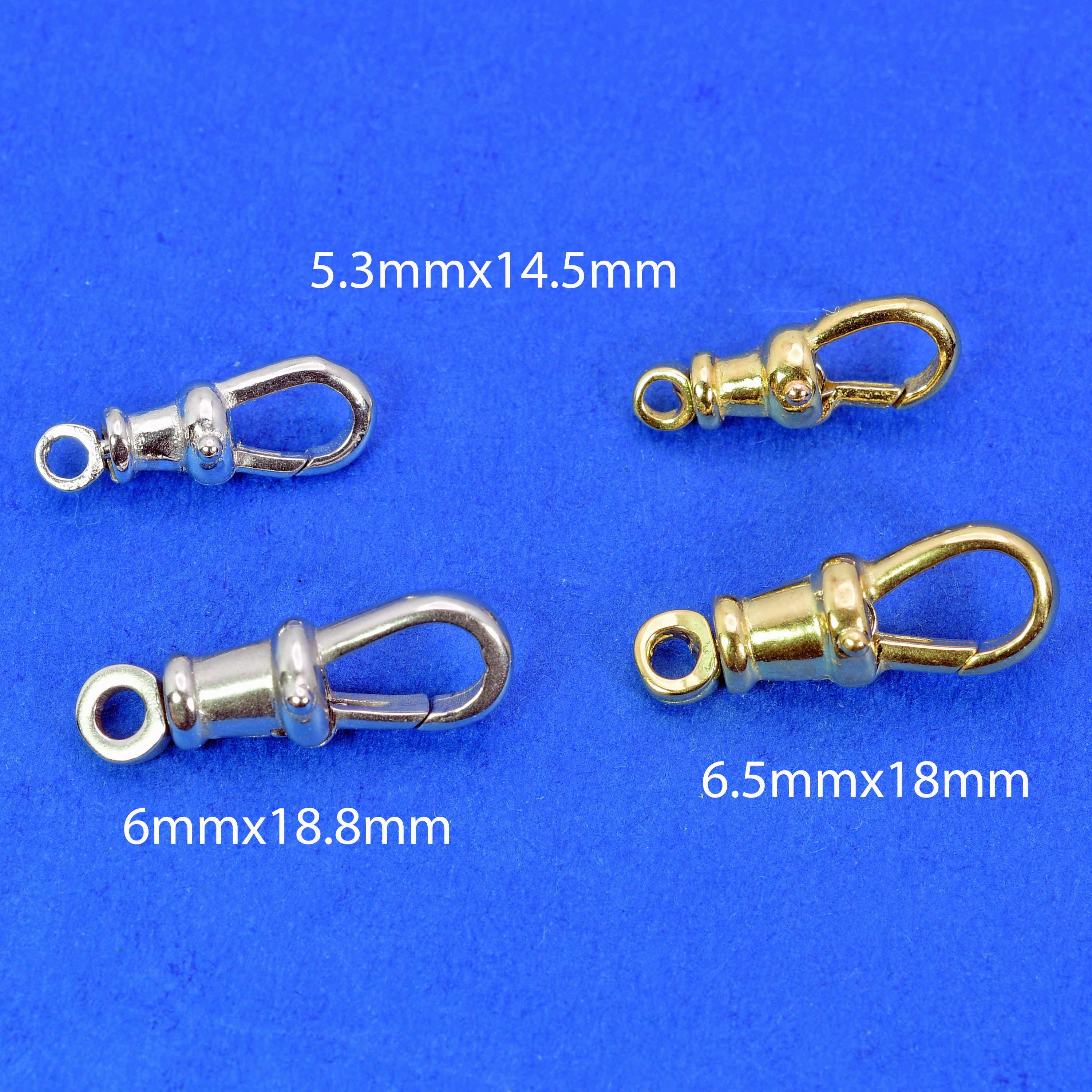 6.5mmx18mm Large 18k Solid Yellow Gold Swivel Push Lock Dog Clip