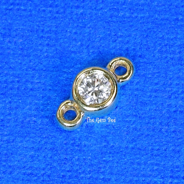 Conector de bisel de diamantes de oro amarillo macizo de 14 quilates de 0,025 quilates. Cantidad: (1 pieza) o (5 piezas)