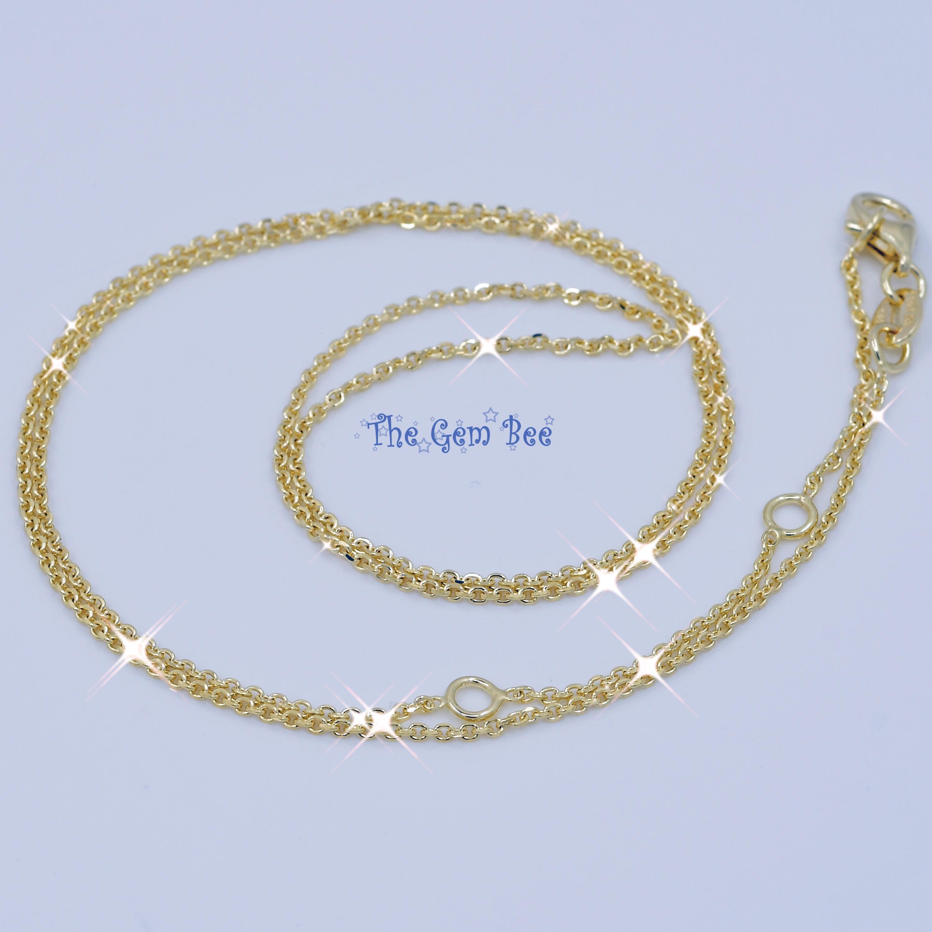 14K SOLID YELLOW GOLD Flat Cable Chain Necklace 16 17 18 Inch