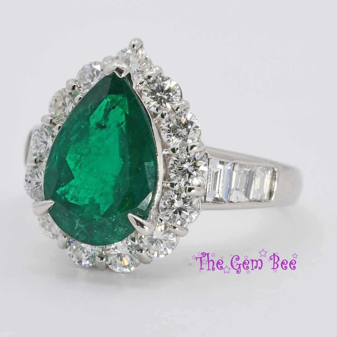 3.13CT GIA エメラルド 1.61CT ダイヤモンド プラチナリング リング