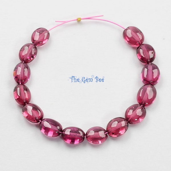 Malawi High Grade Cosmic Pink Rhodolite Garnet Smooth Oval Nugget Beads 3" strand (14)