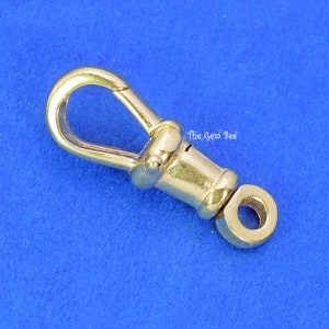 6.5mmx18mm Large 14k Solid Yellow Gold Swivel Push Lock Dog Clip Antique style Pocket Watch Chain Hook Charm Connector Lobster Clasp Holder