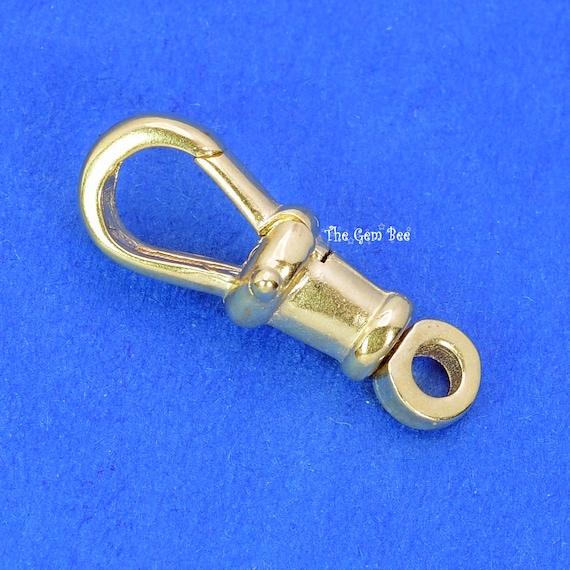 6.5mmx18mm Large 14k Solid Yellow Gold Swivel Push Lock Dog Clip
