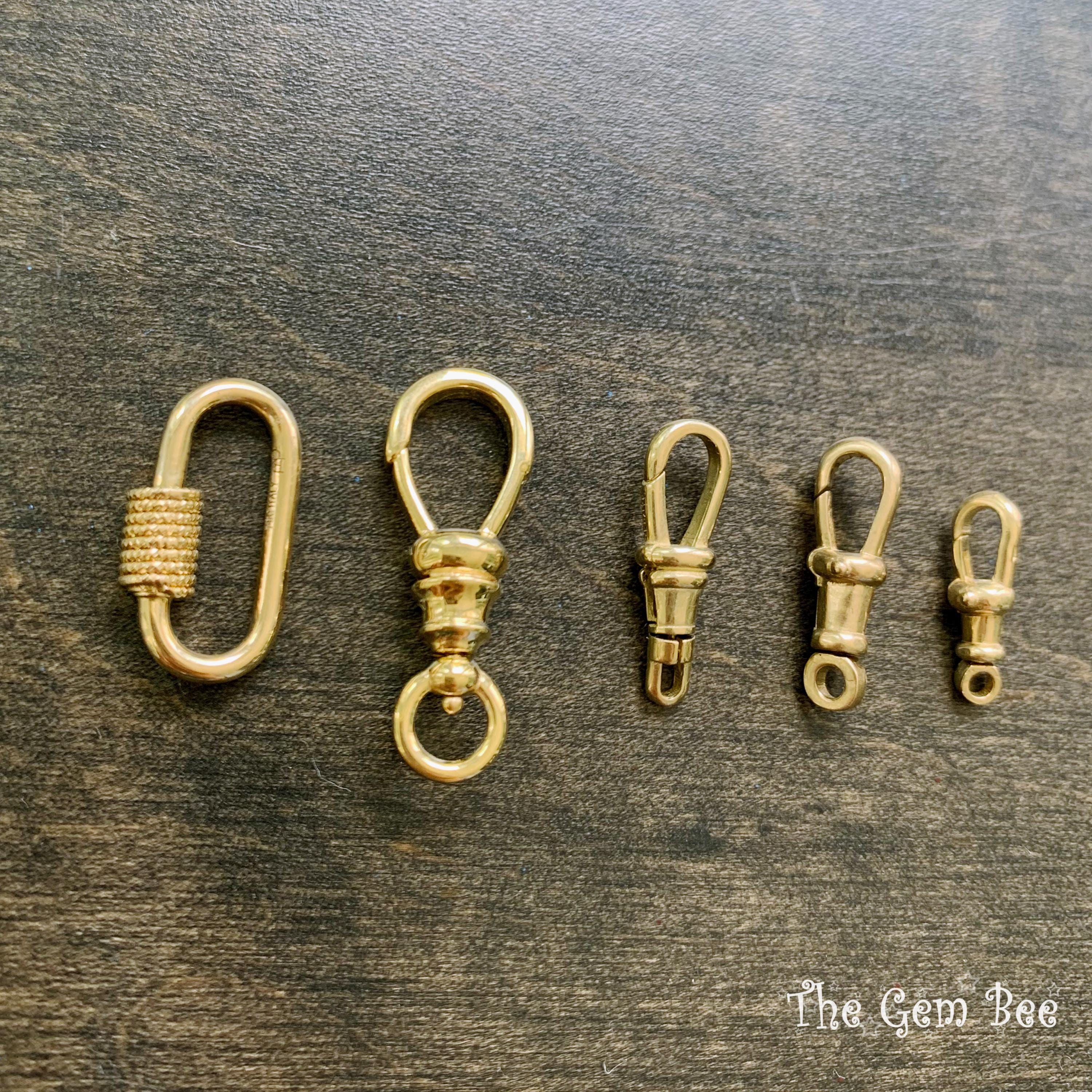 5.3mmx14.5mm 18k Solid Yellow Gold Swivel Push Lock Dog Clip