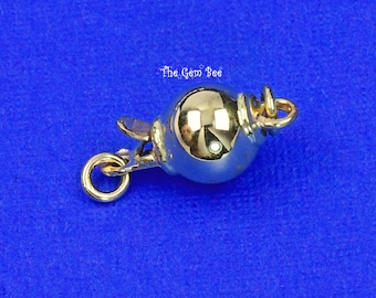 6mm 14k Solid Yellow Gold Sphere Clasp With Smooth Finish