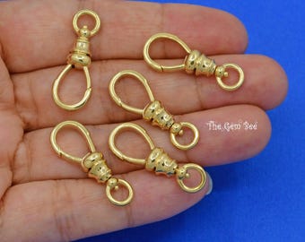 Cadena de reloj de bolsillo de oro amarillo macizo de 14 k, 10,3 mm x 27 mm, con cierre giratorio, estilo antiguo, con clip para perro, conector con cierre de langosta