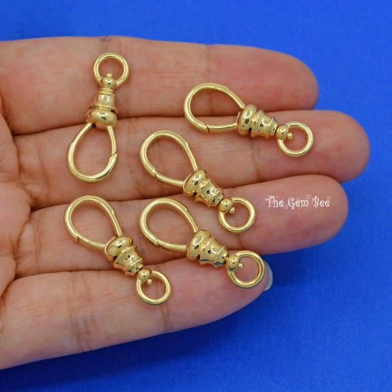 10.3mmx27mm XL 14k Solid Yellow Gold Swivel Push Lock Dog Clip