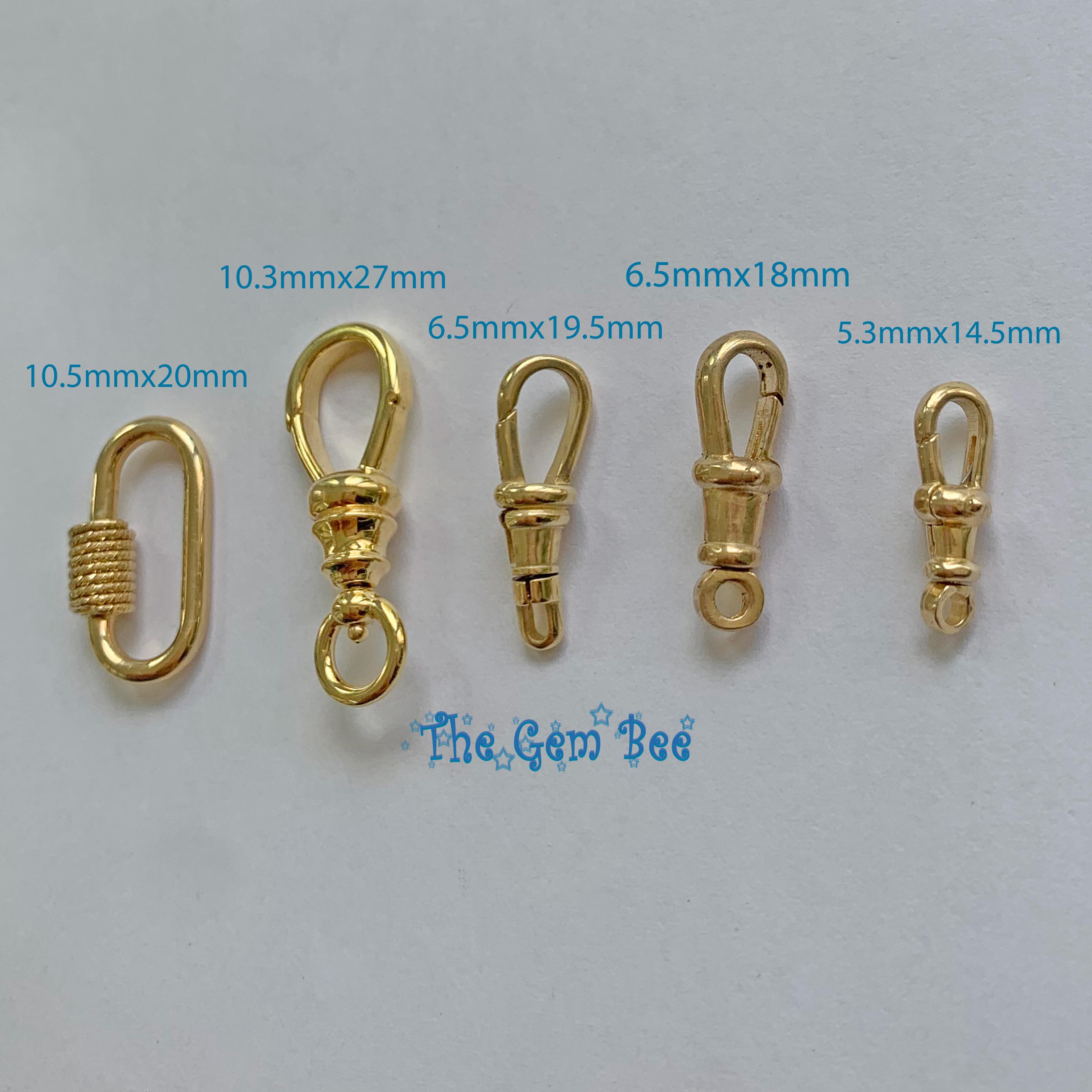 6.5mmx18mm Large 14k Solid Yellow Gold Swivel Push Lock Dog Clip