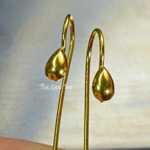 9mmx22mm 18k Solid Yellow Gold Earwires With Raindrop Ends Quantity: 2 pieces or 10 pieces