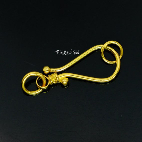 8mmx19mm 18k Solid Yellow Gold Old-fashioned Hook Clasp 24mm Total