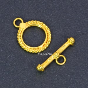 18k Solid Yellow Gold 10.8mm Circle Fancy Twisted Wire Toggle Clasp Finding