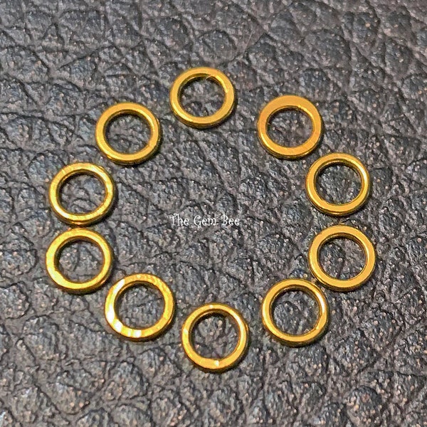 3.8MM 18K Solid Yellow Gold Flat Stamped Round CLOSED Jump Rings Findings Quantity: (1) or (10) or (25)