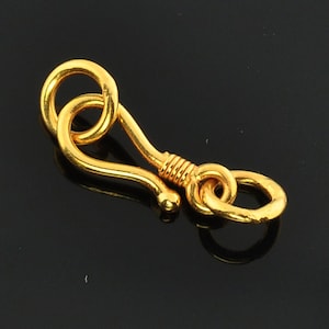 5.5mmx12.8mm 9k 14k 18k Solid Yellow Gold Old-Fashioned Hook Clasp