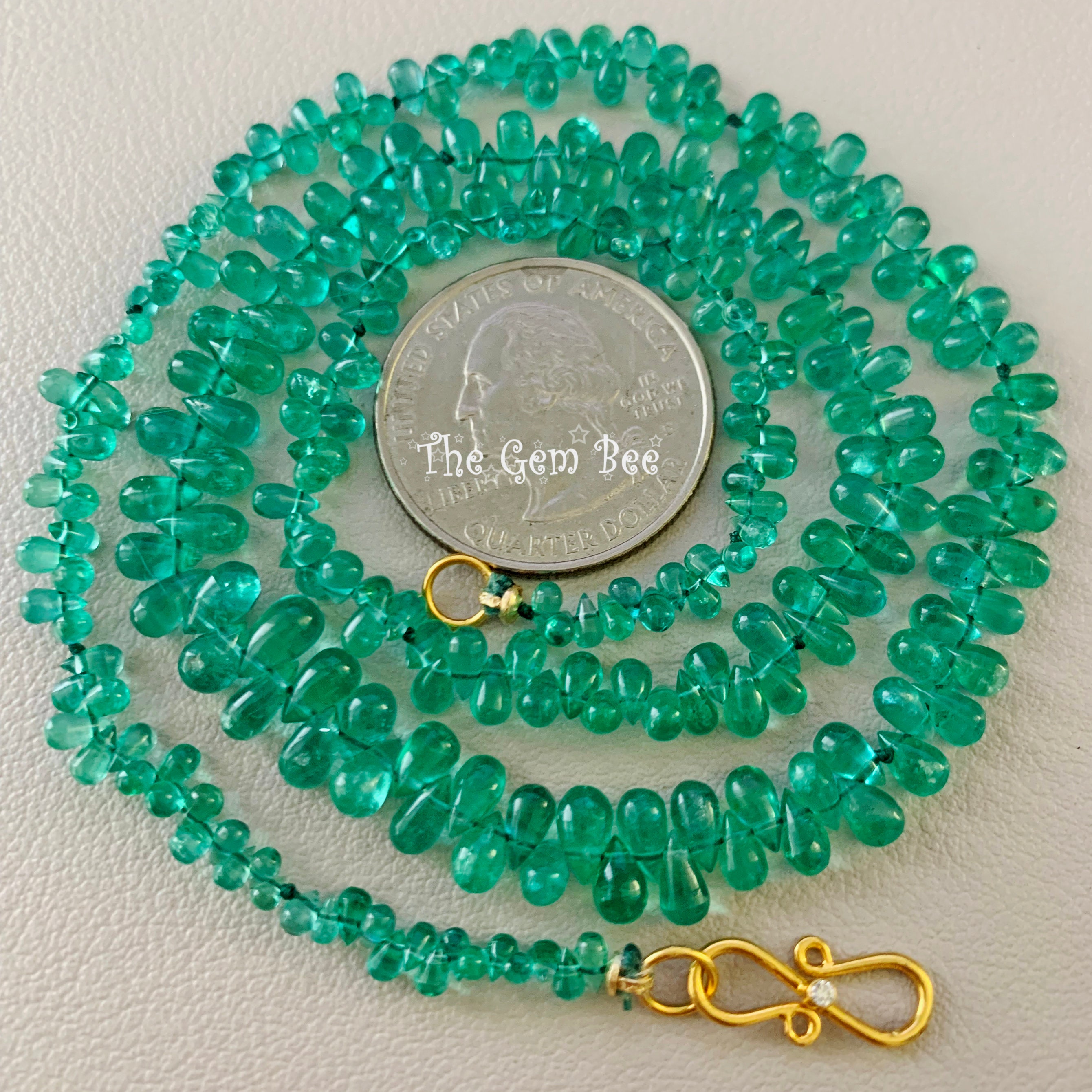 thumbnail image 2 of 611.50 Carats Earth Mined Green Emerald Round Carved Beads Necklace By JaipurJewels 2 of 5