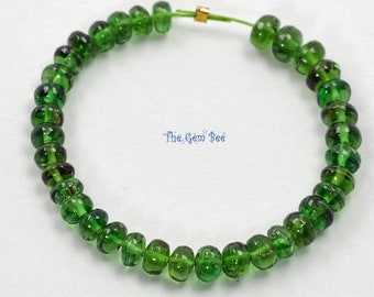 3.2mm-3.5mm Gem Chrome Green Tourmaline Smooth Rondelle Beads 3 inch strand