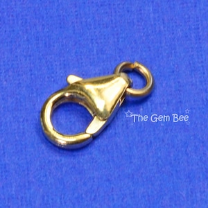 7MMx10mm 18k Solid Yellow Gold Medium Lobster Clasp With Open Jump Ring