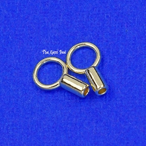 14k Solid Yellow Gold Crimp Cap End Stringing Finding With 0.9mm Holes 4mm Jump Ring Quantity: 2 0r 10