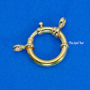12.8MM 14k Solid Yellow Gold Designer Italy Spring Bolt Ring Sailor&#39;s Clasp