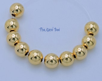 5MM 18k Solid Gold Smooth Round Bead Spacer (10)